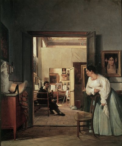 The Studio of Ingres in Rome, 1818 by Jean Alaux